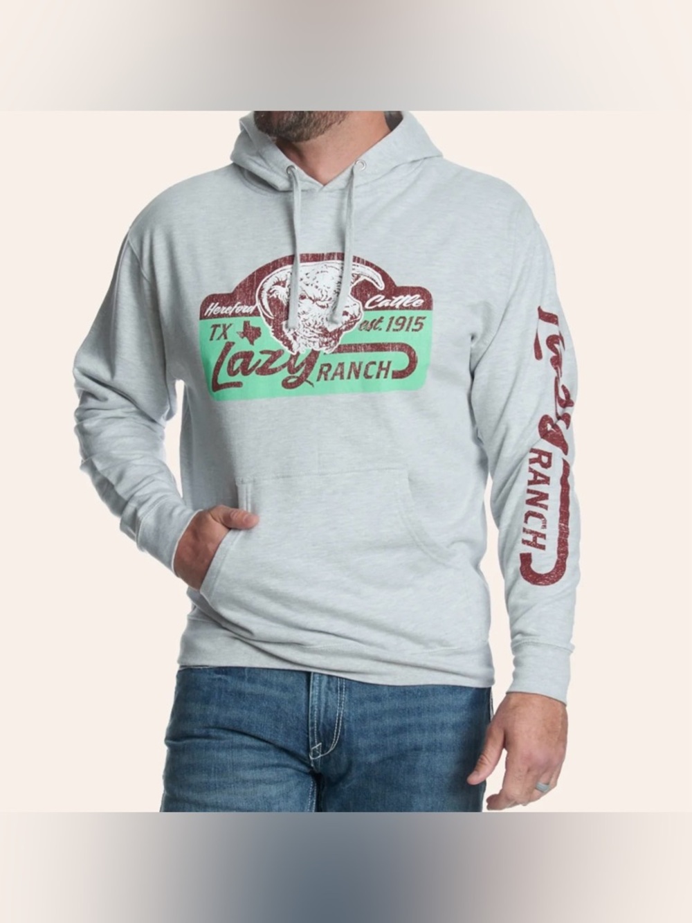 Lazy J Ranch Graphic Hoodie Gray NEW W TAGS Mens Western Hoodie